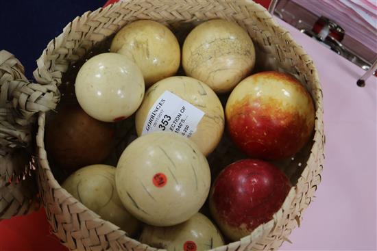 A collection of billiard balls, circa 1900